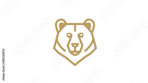 A linear illustration featuring a bear's head with stylized geometric details on a white backdrop
