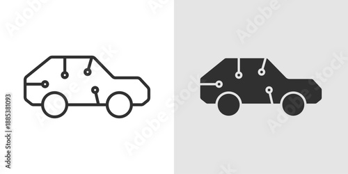 Smart AI Car Icon representing autonomous driving, artificial intelligence mobility, smart transportation, and future automotive technology.