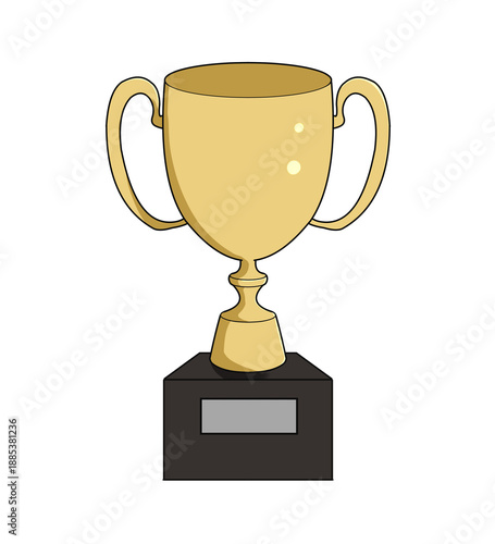 優勝や成功を象徴する金色のトロフィーのシンプルなイラスト