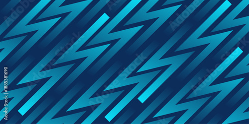 Abstract geometric pattern with blue diagonal zigzag shapes and rhythmic parallel lines on dark navy background