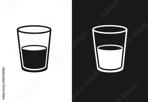 Half full or half empty glass symbol