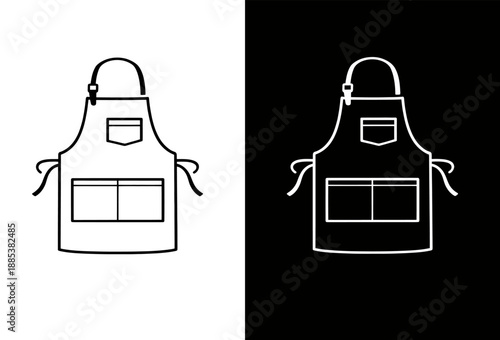 Apron uniform symbol on contrasting black and white background