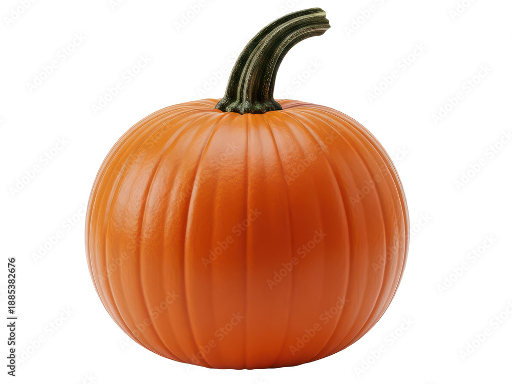 Obraz premium Vibrant orange pumpkin with green stem on transparent background