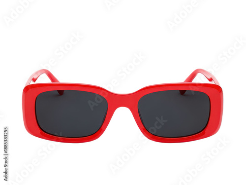 Red sunglasses with black lenses isolated on transparent background
