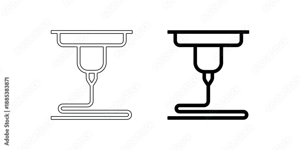Φωτογραφία Three dimensional printing nozzle icon set with additive manufacturing process i