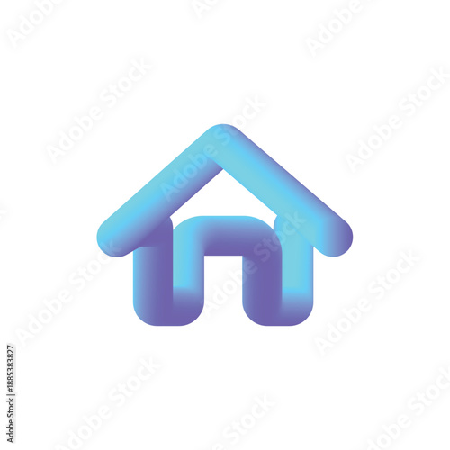 blue gradient house icon 3D Shape