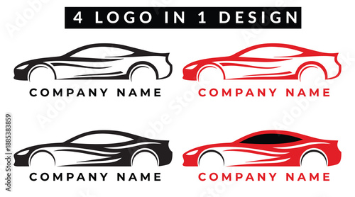 Set of 4 car logo designs, vector automotive logos