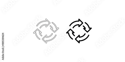 Circular arrow rotation icons set for recycling update process loop and business cycle concepts collection of simple vector symbols for interface design