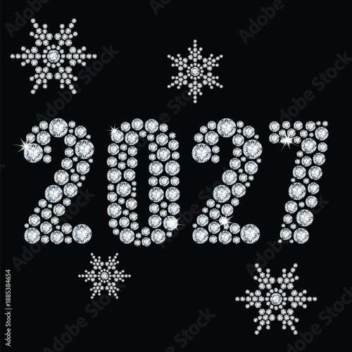 The crystals are from 2027, with a diamond on a black background and snowflakes