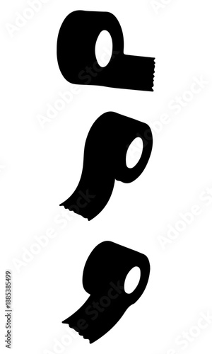 Toilet tissue vector, tissue paper silhouette illustration, collection vector of tissue, toilet tissue isolated on white