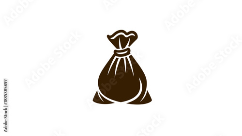 A brown sack tied at the top, illustrated against a white background