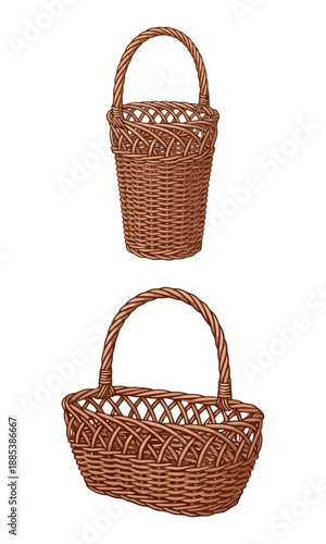 Basket vector, vegetable basket silhouette illustration, collection vector of basket, wooden basket isolated on white