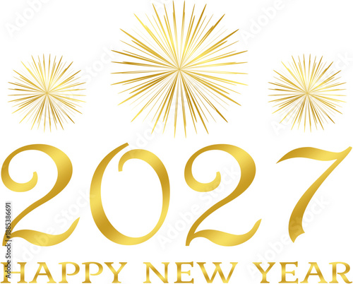 happy new year 2027 - golden design, golden fireworks