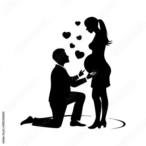 Silhouette of Anticipation: A tender moment frozen in silhouette, capturing the pure essence of expectant parenthood, with the love and excitement of the soon-to-be parents.