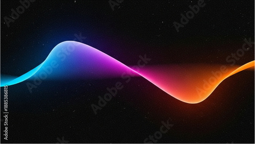 Vibrant waveform illustration transitioning through colorful spectrum against dark background from aerial viewpoint
