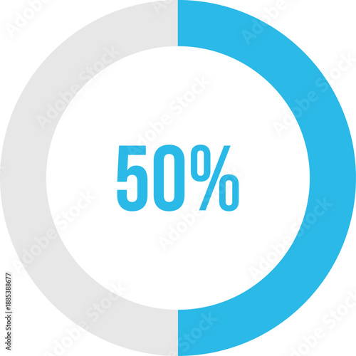 Pie Chart Showing 50 Percent in Blue and Gray