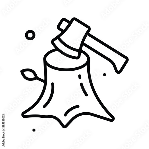 Trendy line style icon of deforestation, forest destruction, ecological imbalance