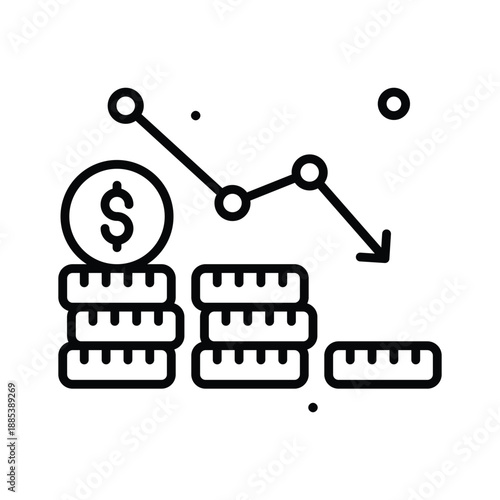 Ready to use line icon of economic crisis, market decline
