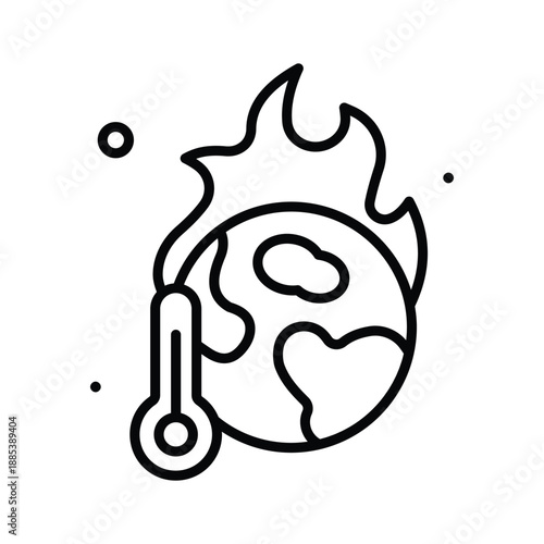 Download this trendy line icon of global warming, climate change