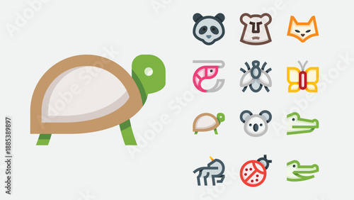 Wild animals and safari wildlife icons set