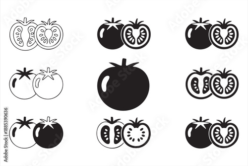 Tomato Vegetable Icons for Food Packaging and Branding Design