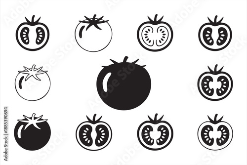 Fresh Tomato Icons for Grocery, Market, and Nutrition Use