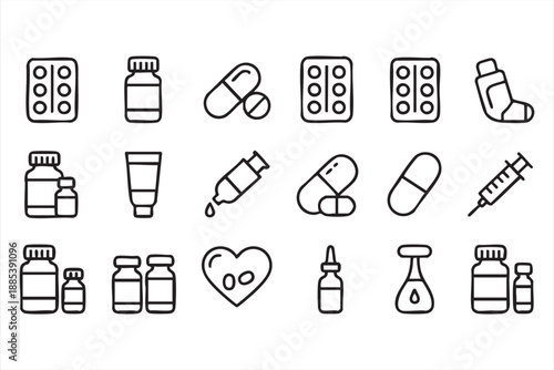 Medicine and Injection Icons for Medical Dashboard Design