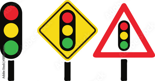 traffic light icon road signal red yellow green sign vector  set illustration collection design 