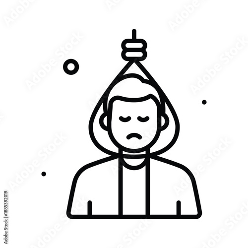 An editable line icon of suicide, mental health crisis, emotional distress