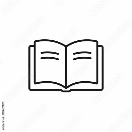 Opened Book Line Icon Vector Graphic