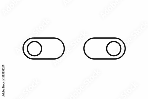 Outline Toggle Switch Icons Set. On and Off Slider Buttons.
