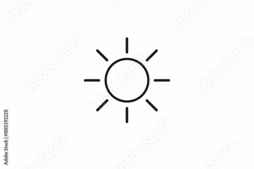 Sun icon line illustration on white background, weather symbol