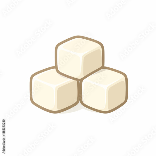 Three stacked sugar cubes icon illustration