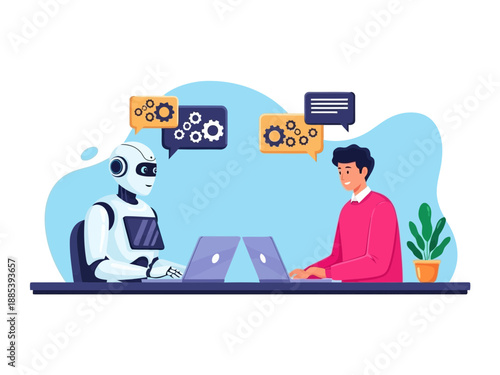 Two people with rainbow and sun in their heads facing each other