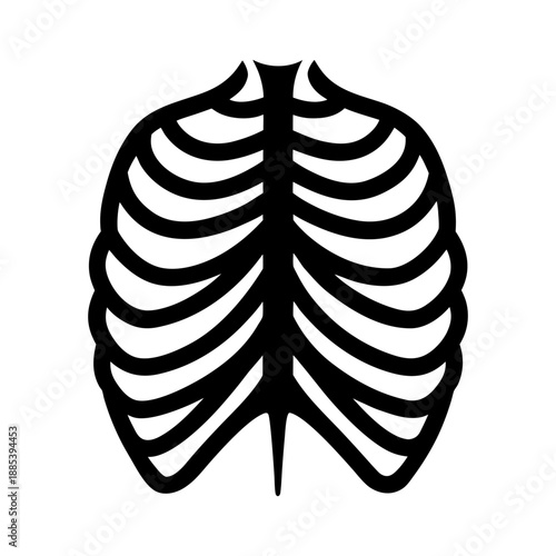 Rib Cage Anatomy Flat Design Icon.