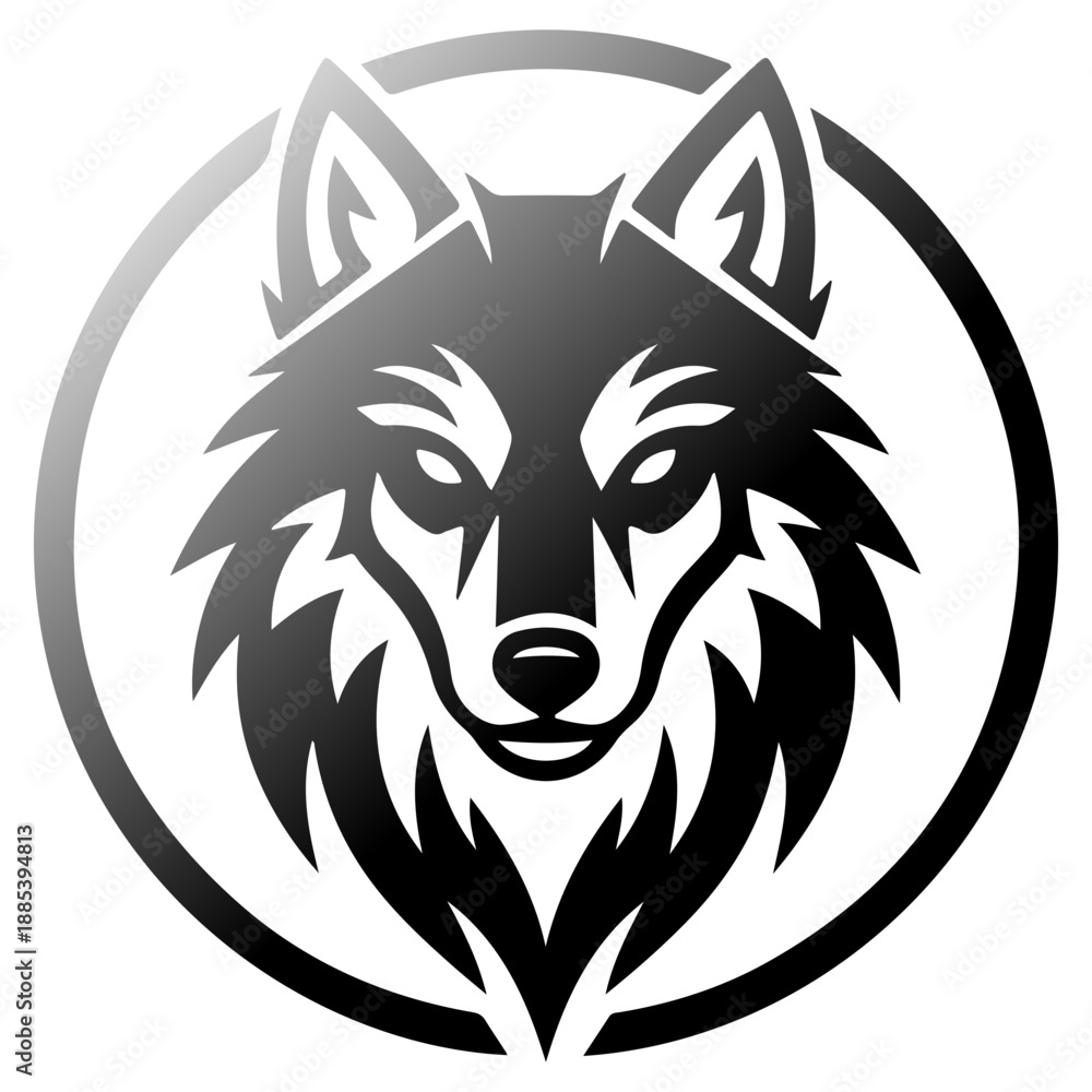Fototapeta premium Wolf howling emblem logo vector silhouette .Minimalist Wolf Head Silhouette Vector Illustration . Abstract Wolf Profile Silhouette , Modern Predator Wolf Symbol Vector Graphic Design