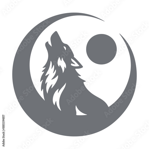 Wolf howling emblem logo vector silhouette .Minimalist Wolf Head Silhouette Vector Illustration . Abstract Wolf Profile Silhouette , Modern Predator Wolf Symbol Vector Graphic Design
