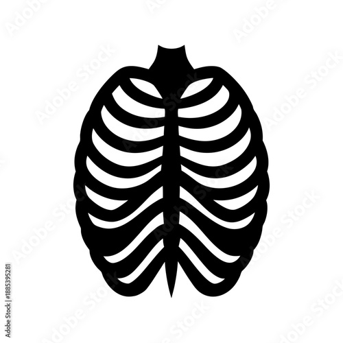 Human Rib Cage Icon on White Background.