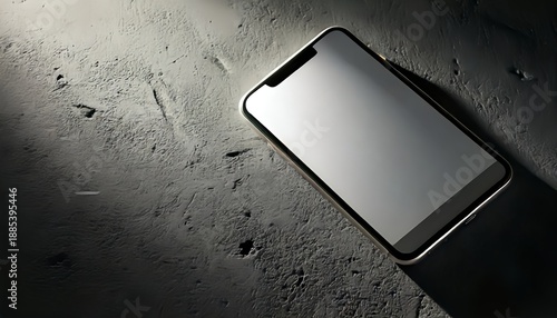 Photorealistic smartphone mockup on concrete surface with industrial style, suitable for branding, advertising, and presentation use