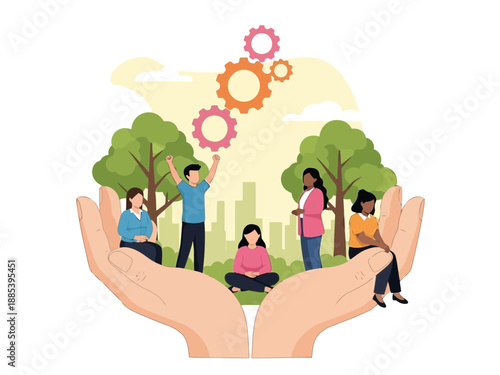 Nine different poses of a female doctor