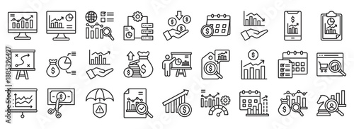Business Analytics icon collection. Containing design business, digital, analytics, data, marketing, technology, information, analysis	