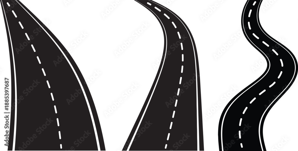 Fototapeta premium Winding roads illustration on white background