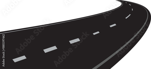 Curved highway road with white markings