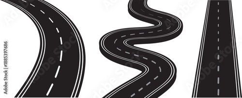 Winding road illustration with different sections