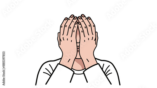 Stylized illustration of a person covering their face with both hands