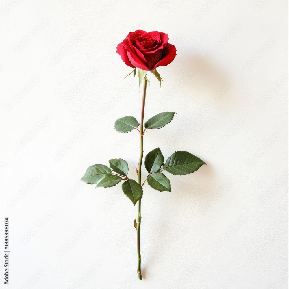 Fototapeta premium A fresh red rose flower minimalist botanical romantic.