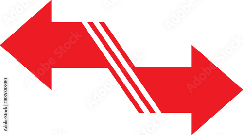 Bold red arrow with white stripes