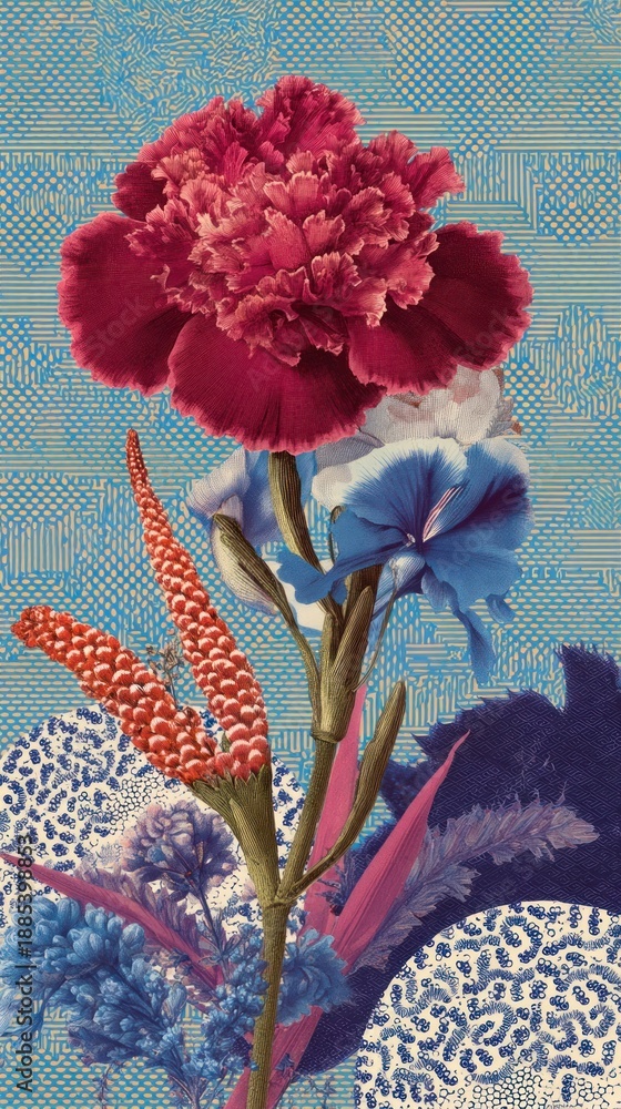 Naklejka premium Sweden flag flower illustration pattern.