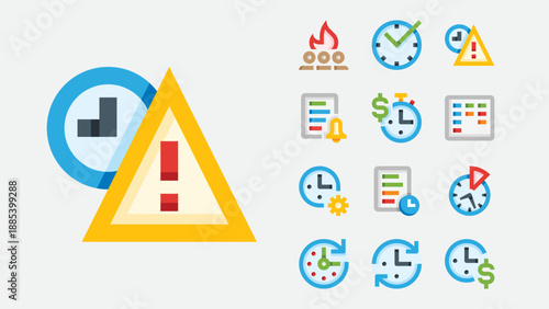 Deadline and time management icons set
