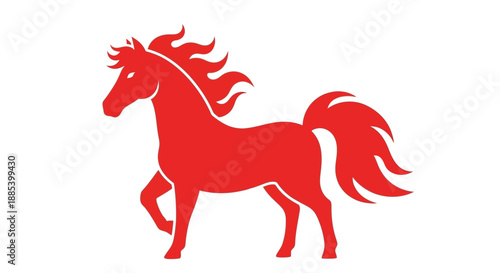 Dynamic red horse illustration showcasing strength and freedom, a powerful equine symbol of vitality and untamed spirit, perfect for vibrant branding or impactful design projects